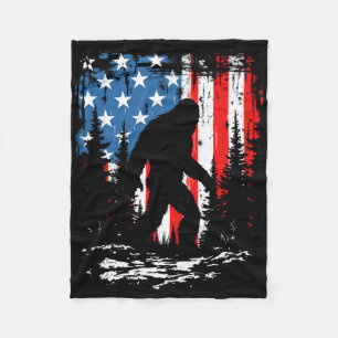 Patriotic Bigfoot Sasquatch 4th Of July Usa Americ Fleece Blanket
