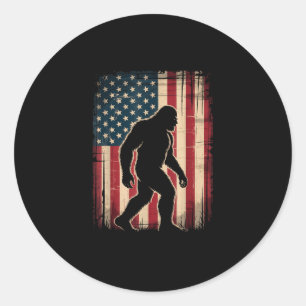 Patriotic bigfoot sasquatch usa 4th of july classic round sticker