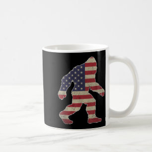 Patriotic Bigfoot Silhouette Vintage American Flag Coffee Mug