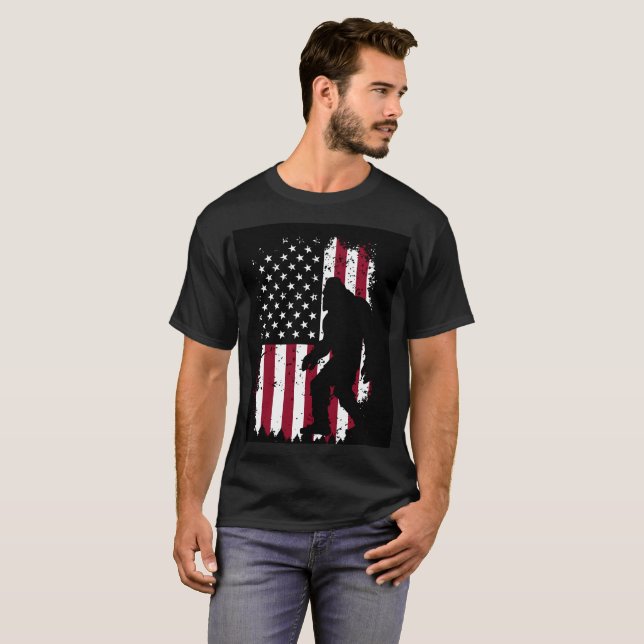 Patriotic Bigfoot  T-Shirt (Front Full)