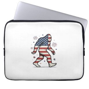 Patriotic Bigfoot Vintage Engraving Shirt Design_1 Laptop Sleeve