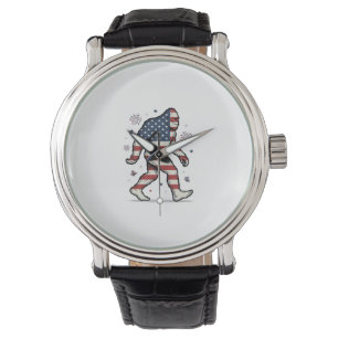 Patriotic Bigfoot Vintage Engraving Shirt Design_1 Watch