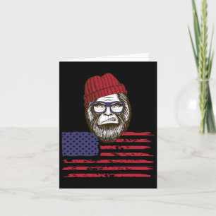 Patriotic Bigfoot Wears Usa Hat & Gles 4th Of Card