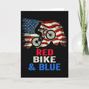 Patriotic Biker 4th Of July Biking American Flag  Card