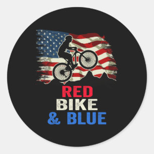 Patriotic Biker 4th Of July Biking American Flag Classic Round Sticker