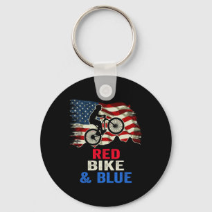 Patriotic Biker 4th Of July Biking American Flag Key Ring