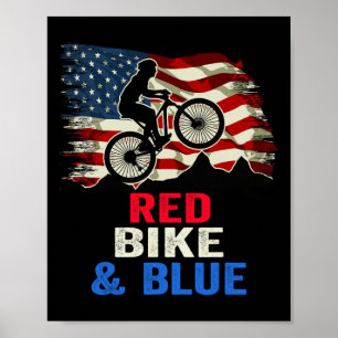 Patriotic Biker 4th Of July Biking American Flag Poster
