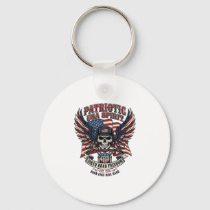 Patriotic Biker Skull Biker Road Freedom Patriot A Key Ring