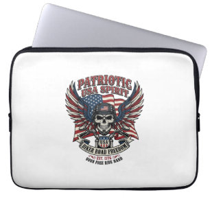 Patriotic Biker Skull Biker Road Freedom Patriot A Laptop Sleeve