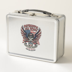 Patriotic Biker Skull Biker Road Freedom Patriot A Metal Lunch Box