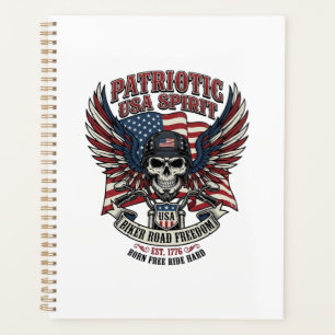 Patriotic Biker Skull Biker Road Freedom Patriot A Planner