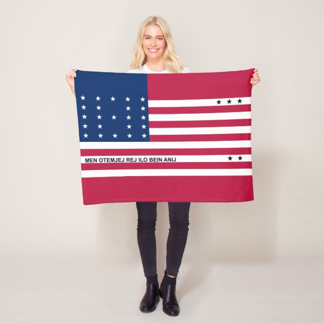 Patriotic Bikini Atoll Flag Fleece Blanket (In Situ)