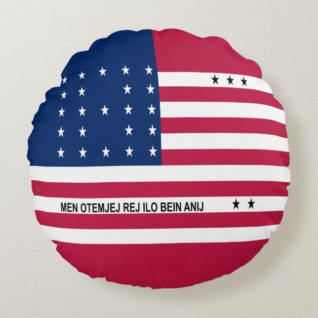 Patriotic Bikini Atoll Flag Round Cushion (Front)