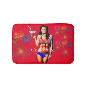 Patriotic Bikini Fitness Model Thunder_Cove  Bath Mat