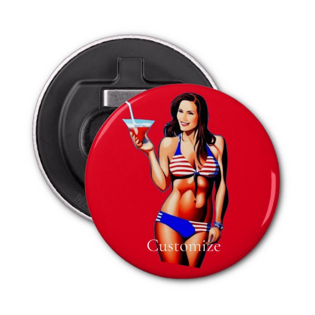 Patriotic Bikini Fitness Model Thunder_Cove  Bottle Opener (Front)