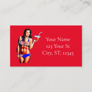 Patriotic Bikini Fitness Model Thunder_Cove Business Card