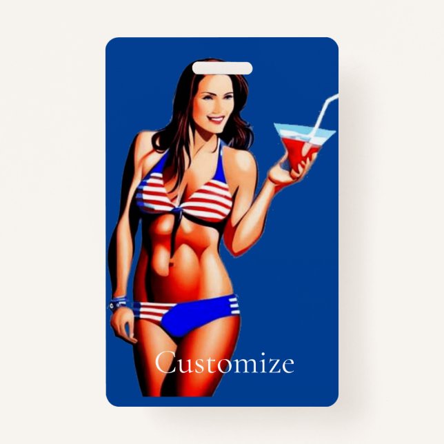 Patriotic Bikini Fitness Model Thunder_Cove  ID Badge (Back)