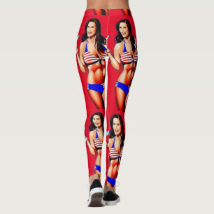 Patriotic Bikini Fitness Model Thunder_Cove Leggings