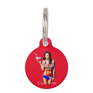 Patriotic Bikini Fitness Model Thunder_Cove  Pet Tag