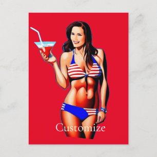 Patriotic Bikini Fitness Model Thunder_Cove Postcard