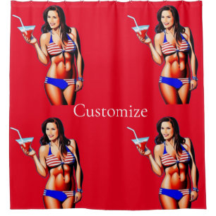 Patriotic Bikini Fitness Model Thunder_Cove  Shower Curtain