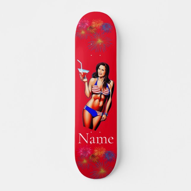 Patriotic Bikini Fitness Model Thunder_Cove  Skateboard (Front)