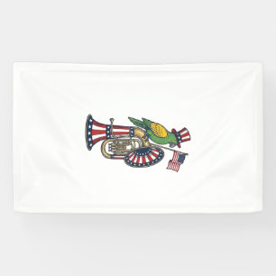 Patriotic Bird Vintage Engraving Music Shirt Desig Banner