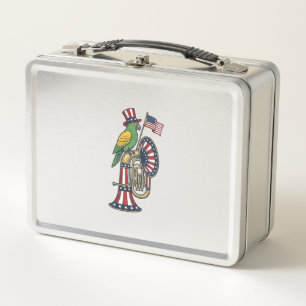 Patriotic Bird Vintage Engraving Music Shirt Desig Metal Lunch Box