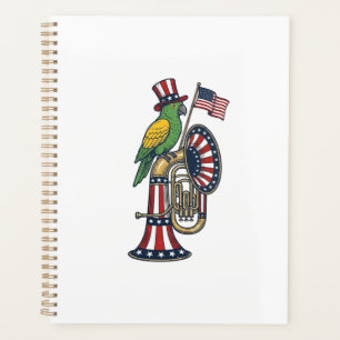 Patriotic Bird Vintage Engraving Music Shirt Desig Planner