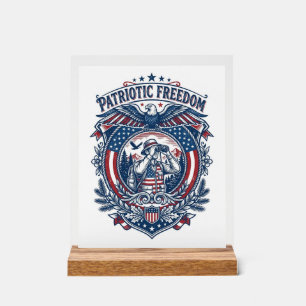 Patriotic Birdwatcher Vector Graphic Tee (2) Acrylic Sign