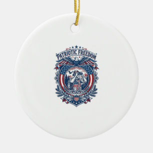 Patriotic Birdwatcher Vector Graphic Tee (2) Ceramic Ornament