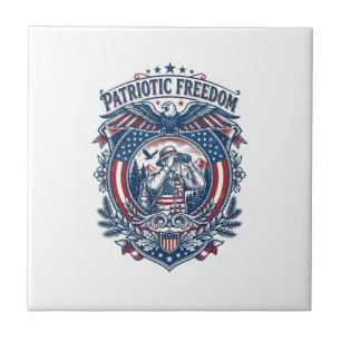 Patriotic Birdwatcher Vector Graphic Tee (2) Ceramic Tile