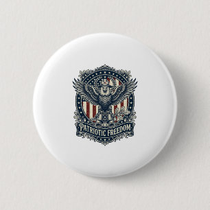 Patriotic Birdwatcher Vector Graphic Tee 6 Cm Round Badge