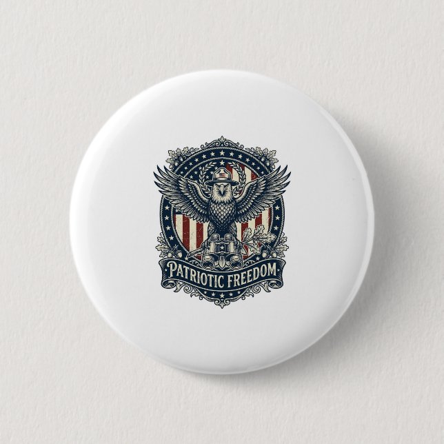 Patriotic Birdwatcher Vector Graphic Tee 6 Cm Round Badge (Front)