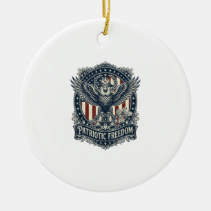 Patriotic Birdwatcher Vector Graphic Tee Ceramic Ornament