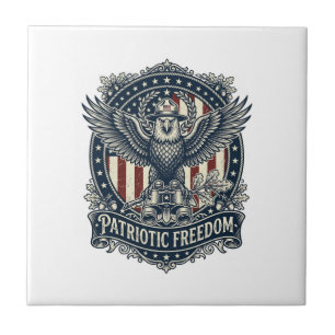 Patriotic Birdwatcher Vector Graphic Tee Ceramic Tile