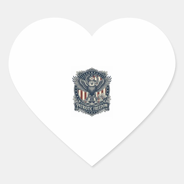 Patriotic Birdwatcher Vector Graphic Tee Heart Sticker (Front)