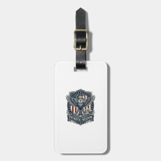 Patriotic Birdwatcher Vector Graphic Tee Luggage Tag (Front Vertical)