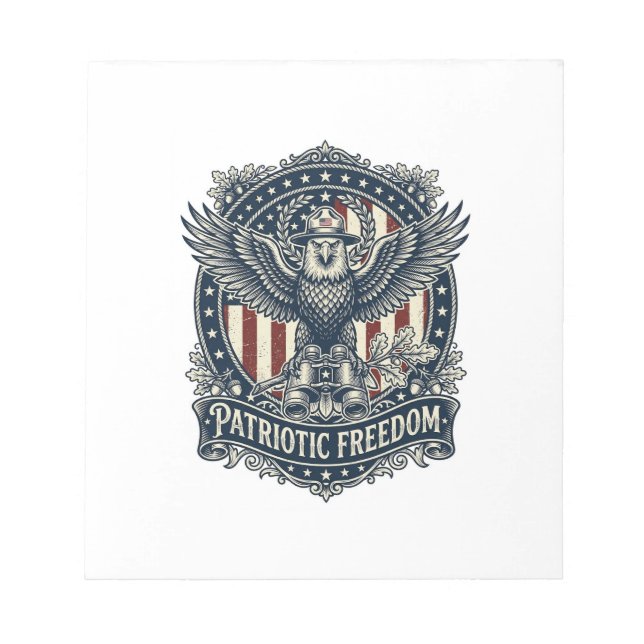 Patriotic Birdwatcher Vector Graphic Tee Notepad (Front)