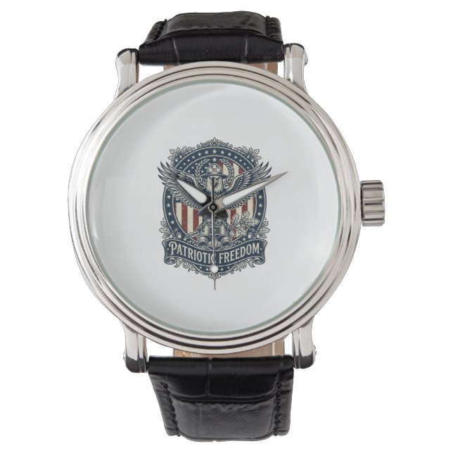 Patriotic Birdwatcher Vector Graphic Tee Watch (Front)