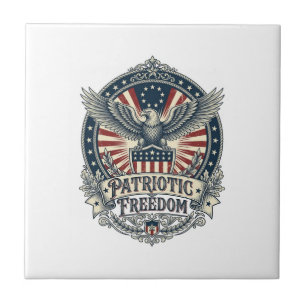 Patriotic Birth Year Series Vector Graphic Tee Ceramic Tile