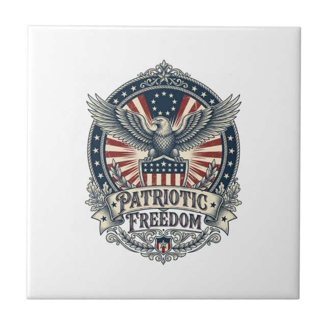 Patriotic Birth Year Series Vector Graphic Tee Ceramic Tile (Front)
