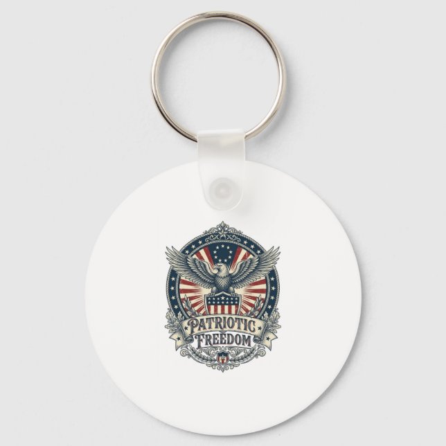 Patriotic Birth Year Series Vector Graphic Tee Key Ring (Front)