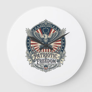 Patriotic Birth Year Series Vector Graphic Tee Large Clock