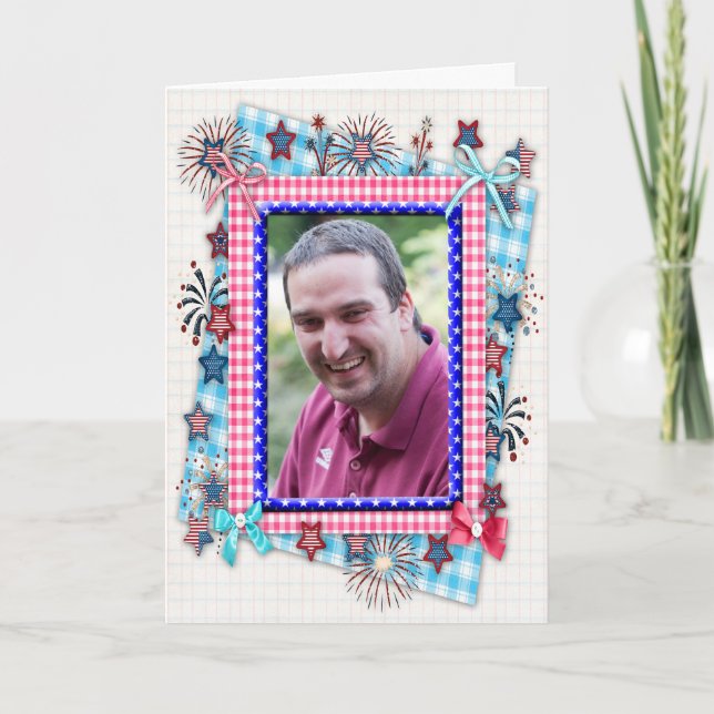 Patriotic birthday card with photo (Front)