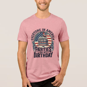 Patriotic Birthday Party Vintage Cake Shirt Design