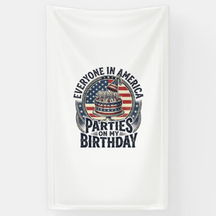 Patriotic Birthday Party Vintage Cake Shirt Design Banner