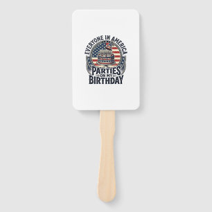 Patriotic Birthday Party Vintage Cake Shirt Design Hand Fan