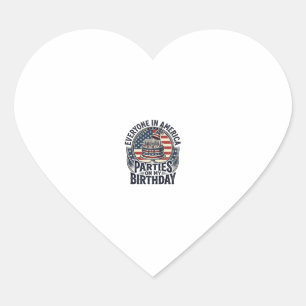 Patriotic Birthday Party Vintage Cake Shirt Design Heart Sticker