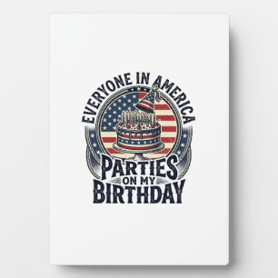Patriotic Birthday Party Vintage Cake Shirt Design Plaque